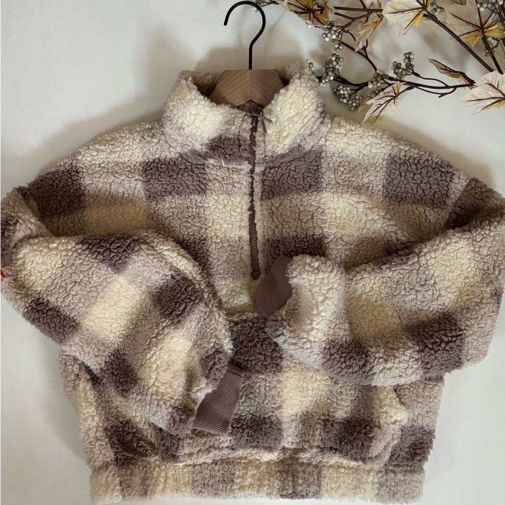 Hippie Rose Cream and Brown Half-zip Pullover Women Juniors Size XS